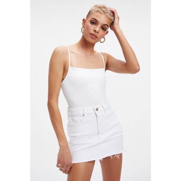 NWT Good American Womens White Spaghetti Strap Scuba Bodysuit Size 6 (3XL) - Picture 1 of 9